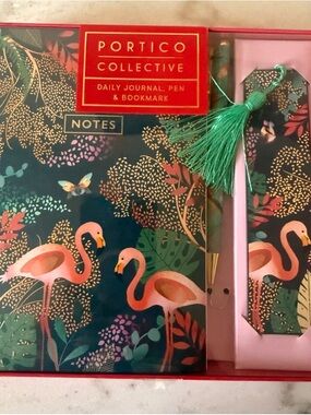 Portico Collection Flamingo Daily Journal Set in Teal & Pink-New In Box!!